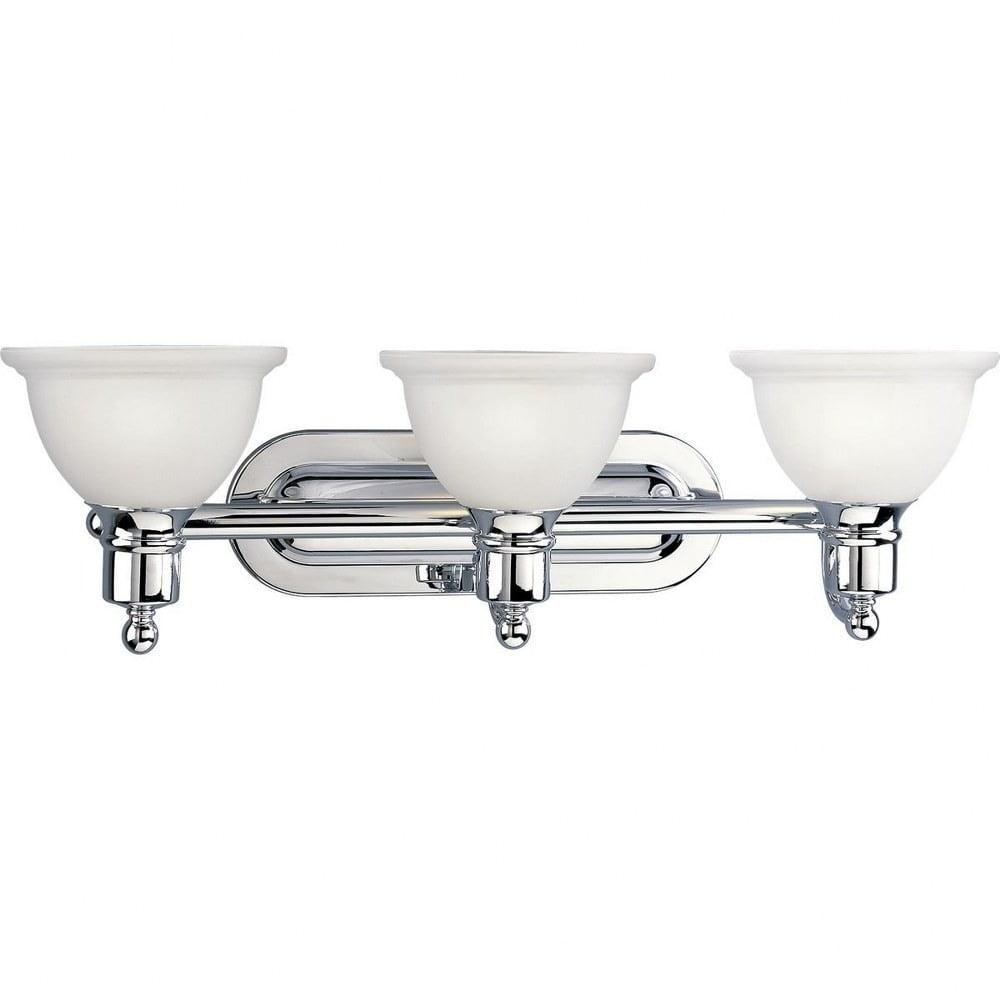 Progress Lighting Madison 3-Light Wall Bracket, Polished Chrome, White Etched Glass