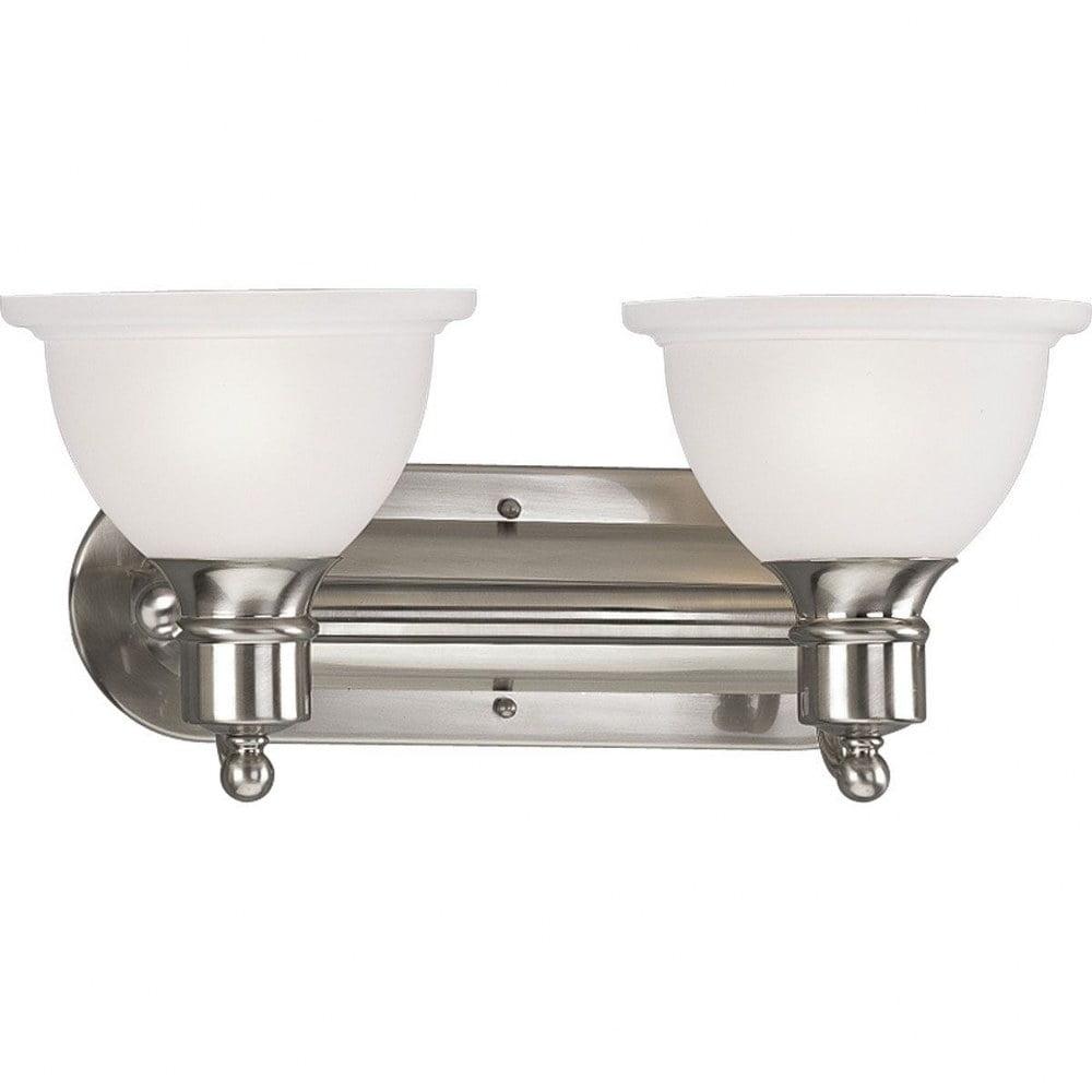 Progress Lighting Madison 2-Light Wall Bracket, Brushed Nickel, White Etched Glass, Up/Down Mounting, Damp Rated