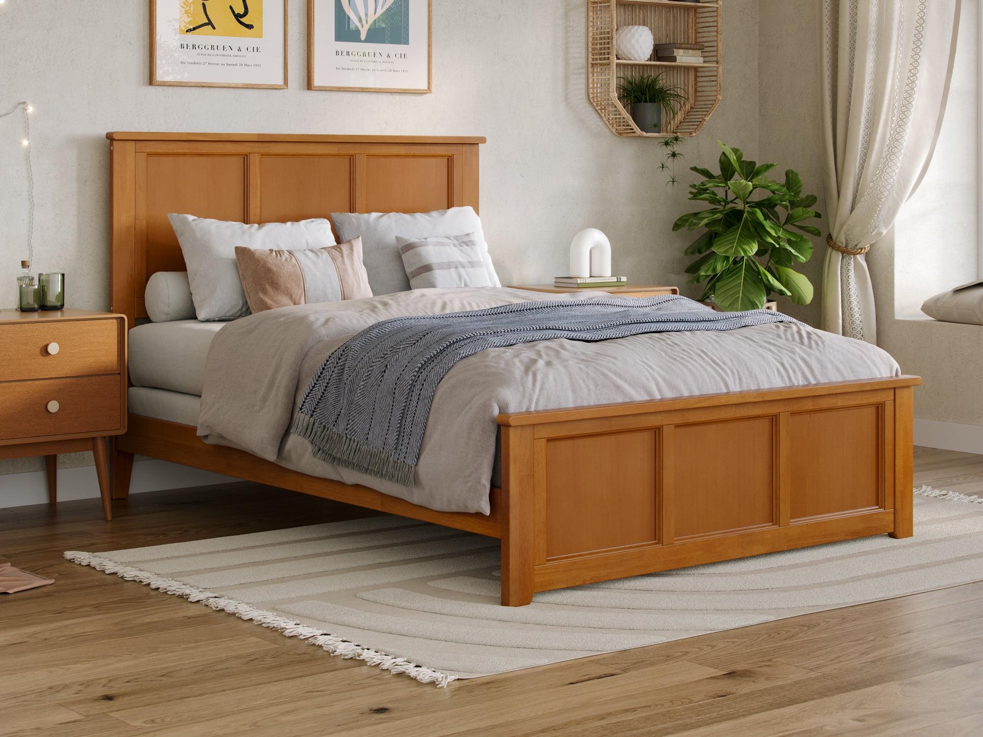 Madison Light Toffee Full Wood Frame Bed with Headboard and Drawer