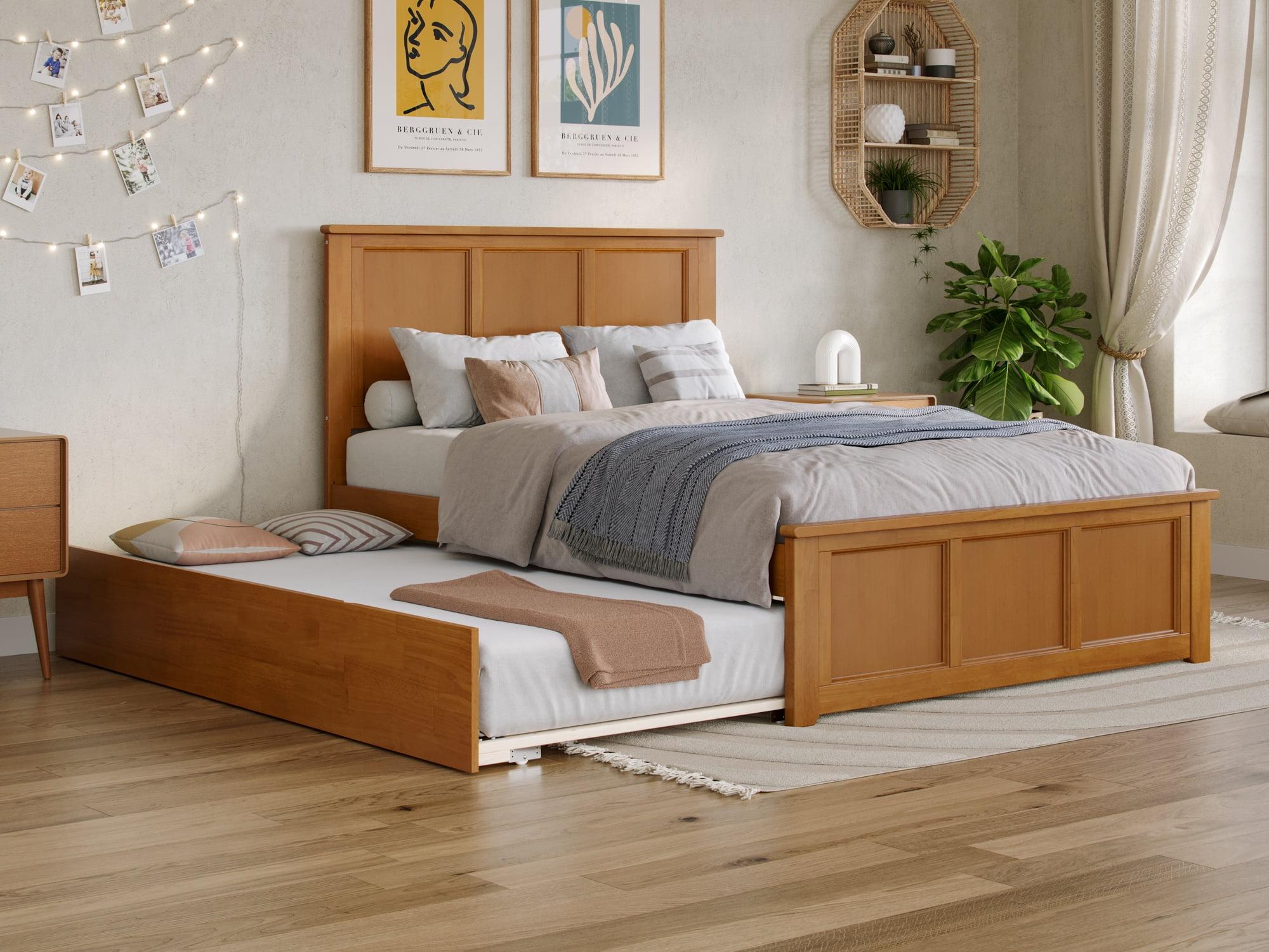 Madison Light Toffee Full Wood Platform Bed with Trundle