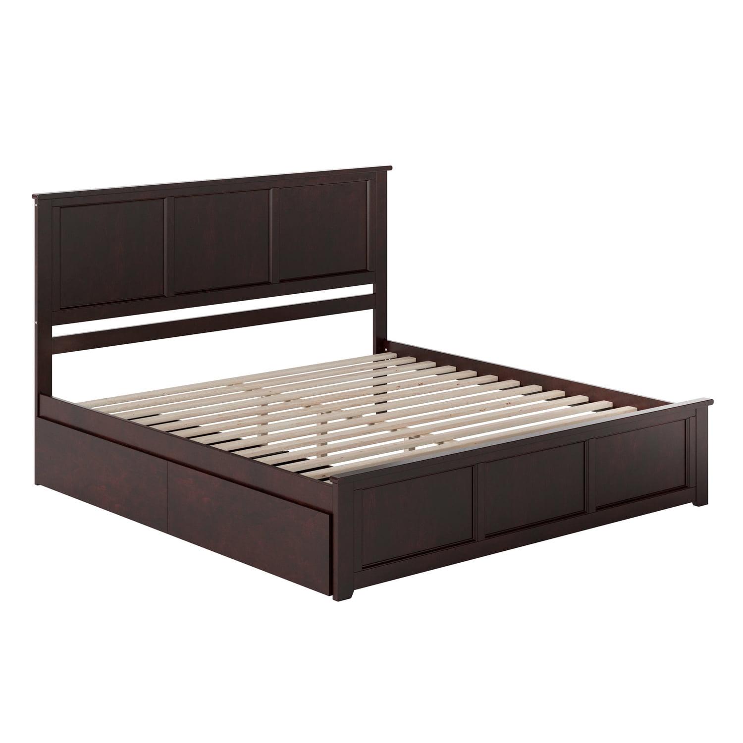 Espresso King Solid Wood Platform Bed with Storage Drawers