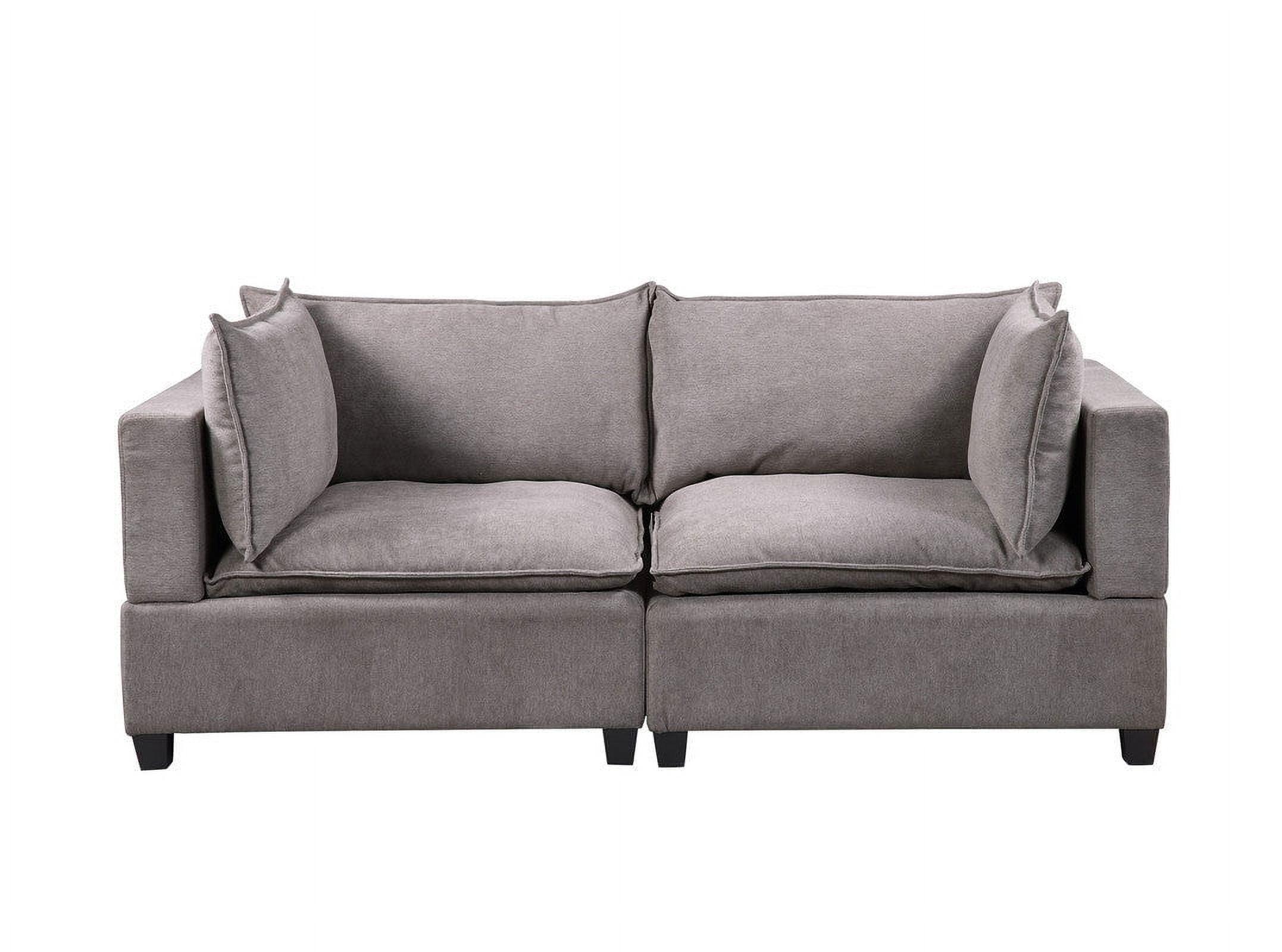 Modern Light Gray Fabric Loveseat with Down Feather Cushions