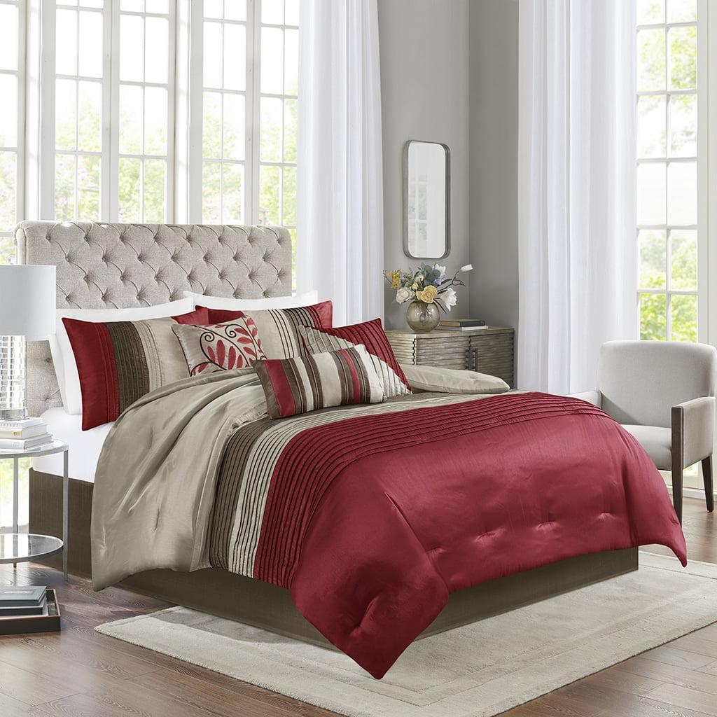 Madison Park Amherst 7 Piece Striped and Pleated Comforter Set