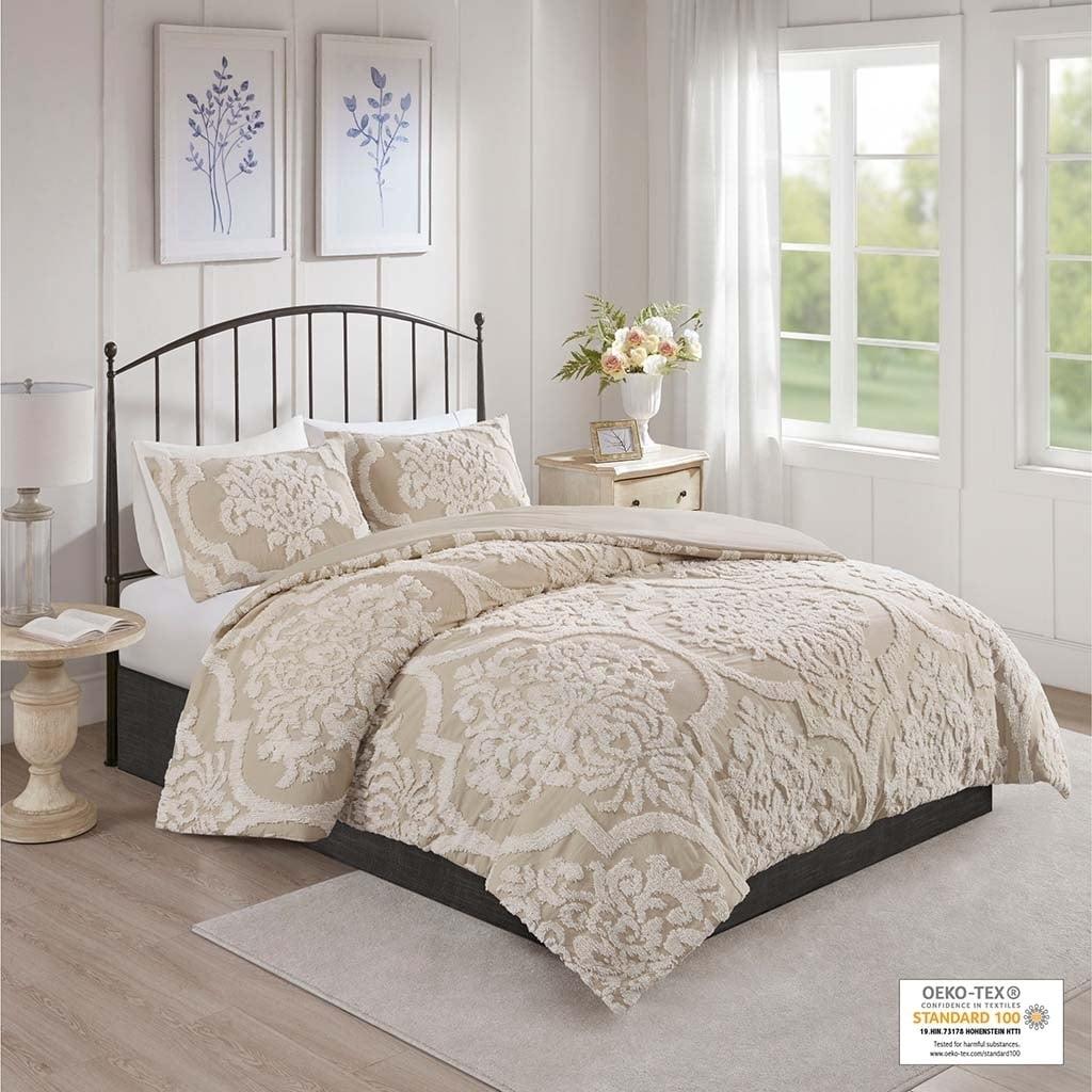 Madison Park Viola Tufted Cotton Chenille Damask 3 Piece Comforter Set