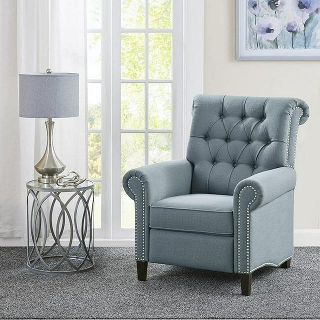 Zak Recliner Blue: Madison Park, Polyester & Linen Upholstery, Wood Frame, Foam Fill, Spot Clean