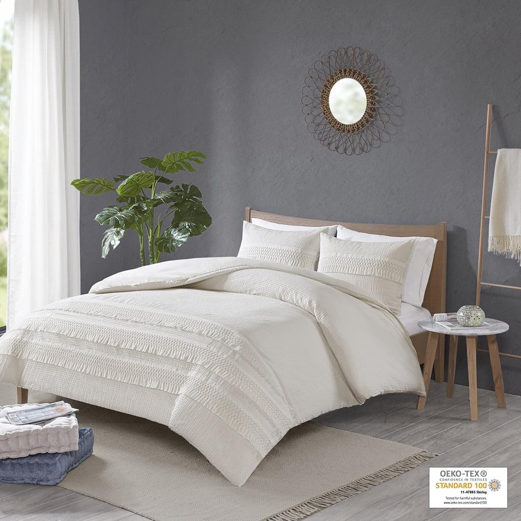 Roselle Full/Queen 3pc Seersucker Comforter Set Ivory