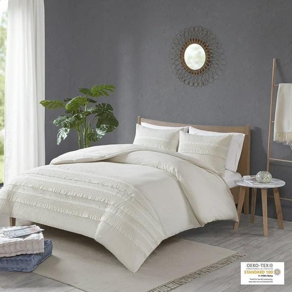Roselle Full/Queen 3pc Seersucker Comforter Set Ivory