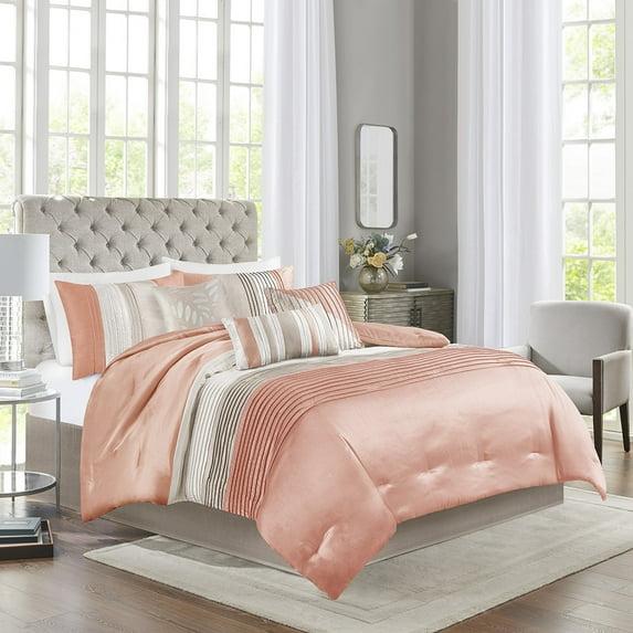 Madison Park Amherst 7 Piece Striped and Pleated Comforter Set