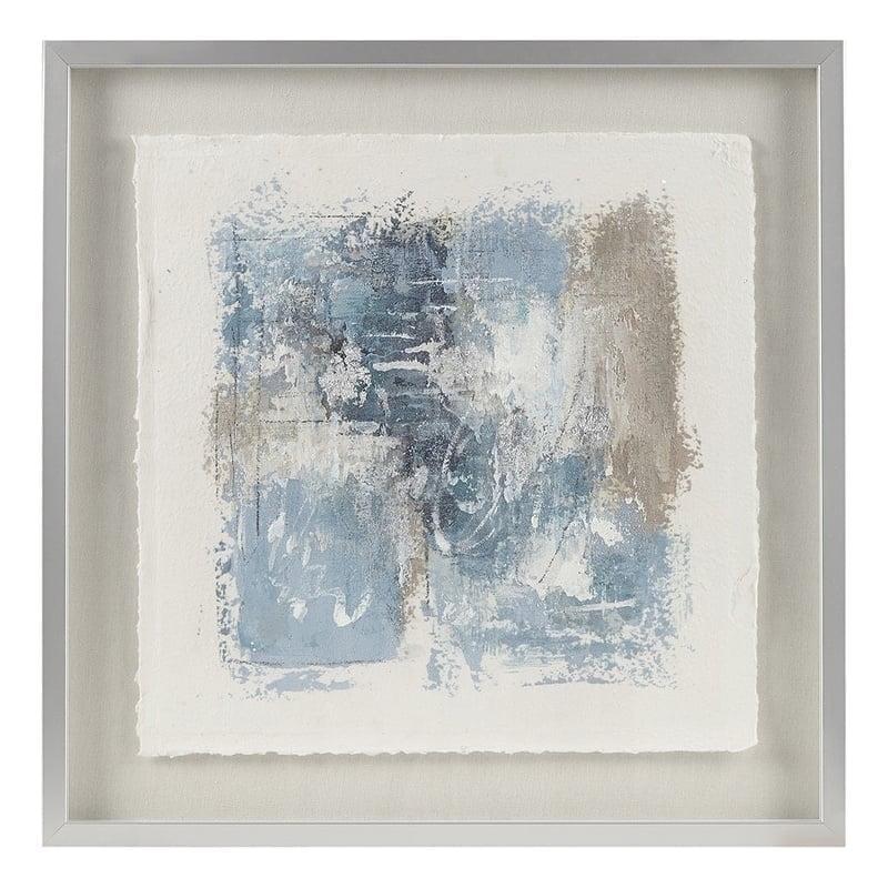 Blue and Neutral Abstract Rice Paper Framed Wall Art