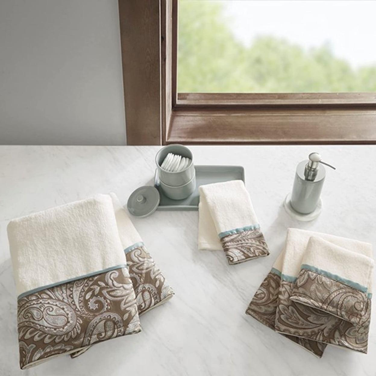 Aubrey Blue Jacquard Cotton 6-Piece Washcloth Set