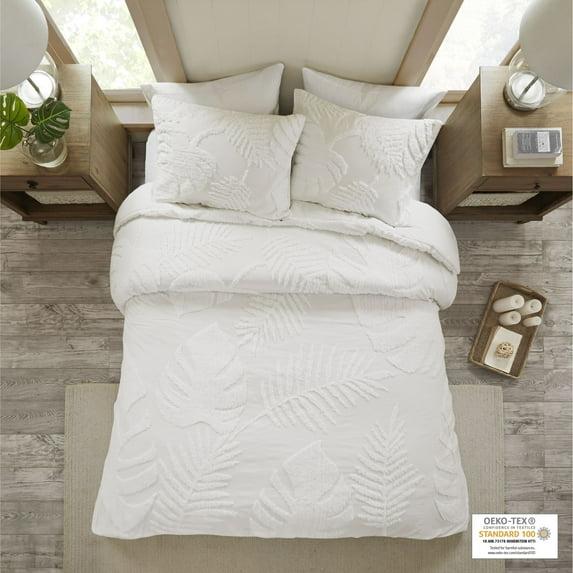 Madison Park Bahari Tufted Cotton Chenille Palm Duvet Cover Set