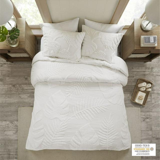 Madison Park Bahari Tufted Cotton Chenille Palm Duvet Cover Set