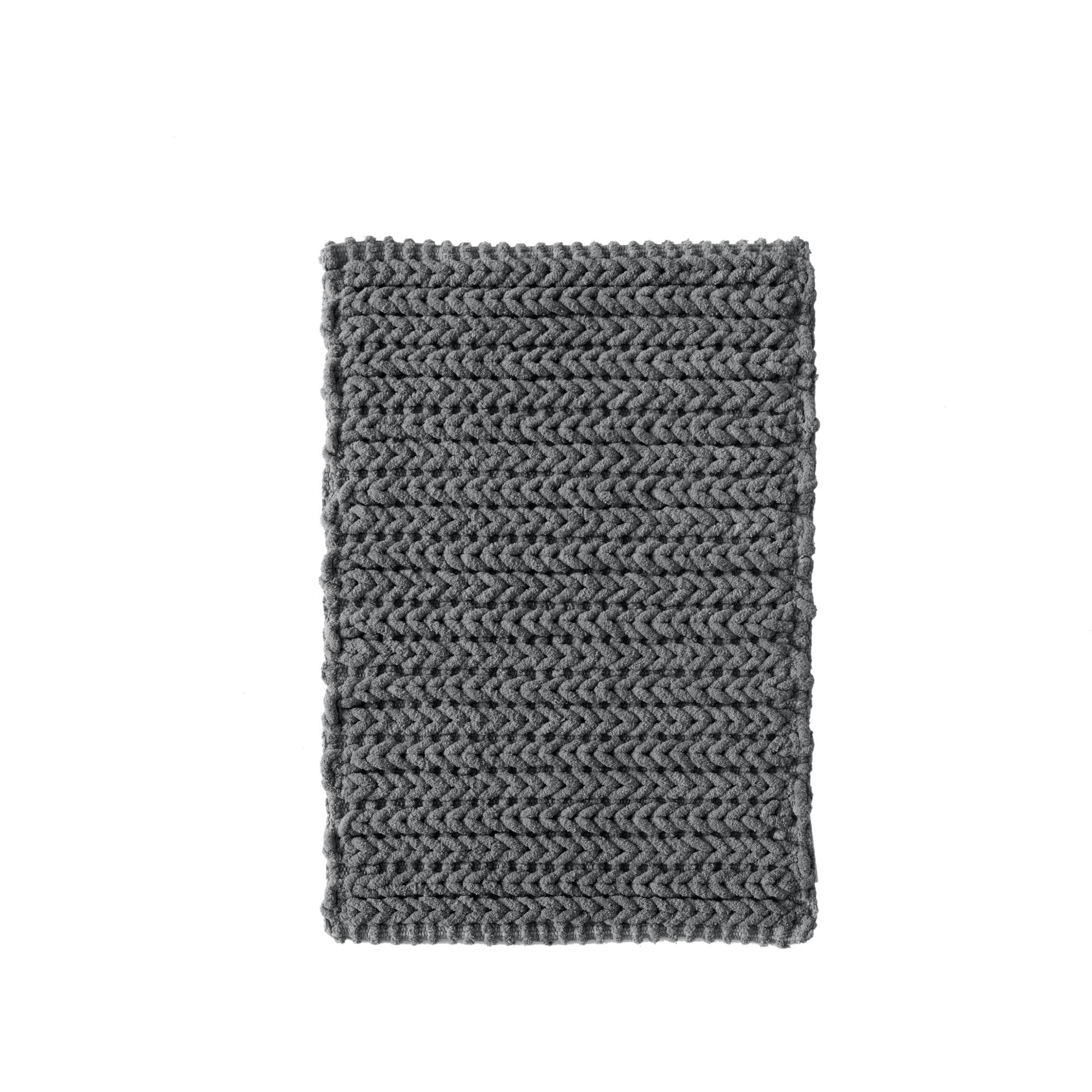 Madison Park Lasso 100% Cotton Chenille Chain Stitch Non-Slip Bath Rug