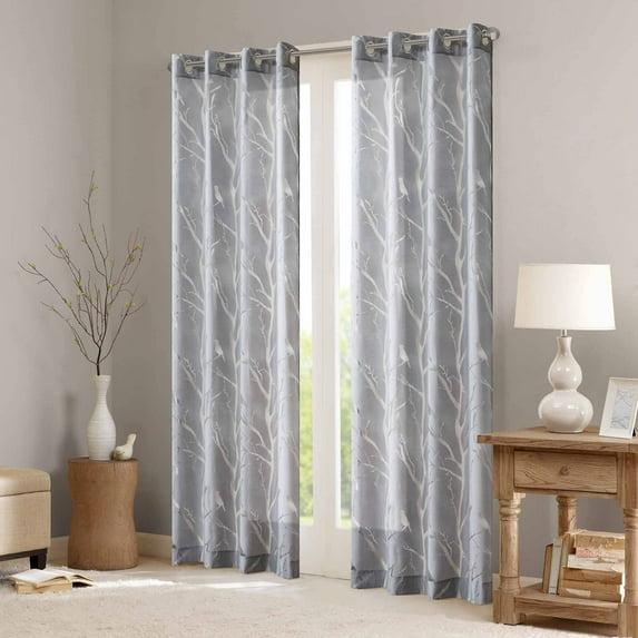 Madison Park Averil Grommet Top Sheer Bird on Branches Burnout Window Curtain