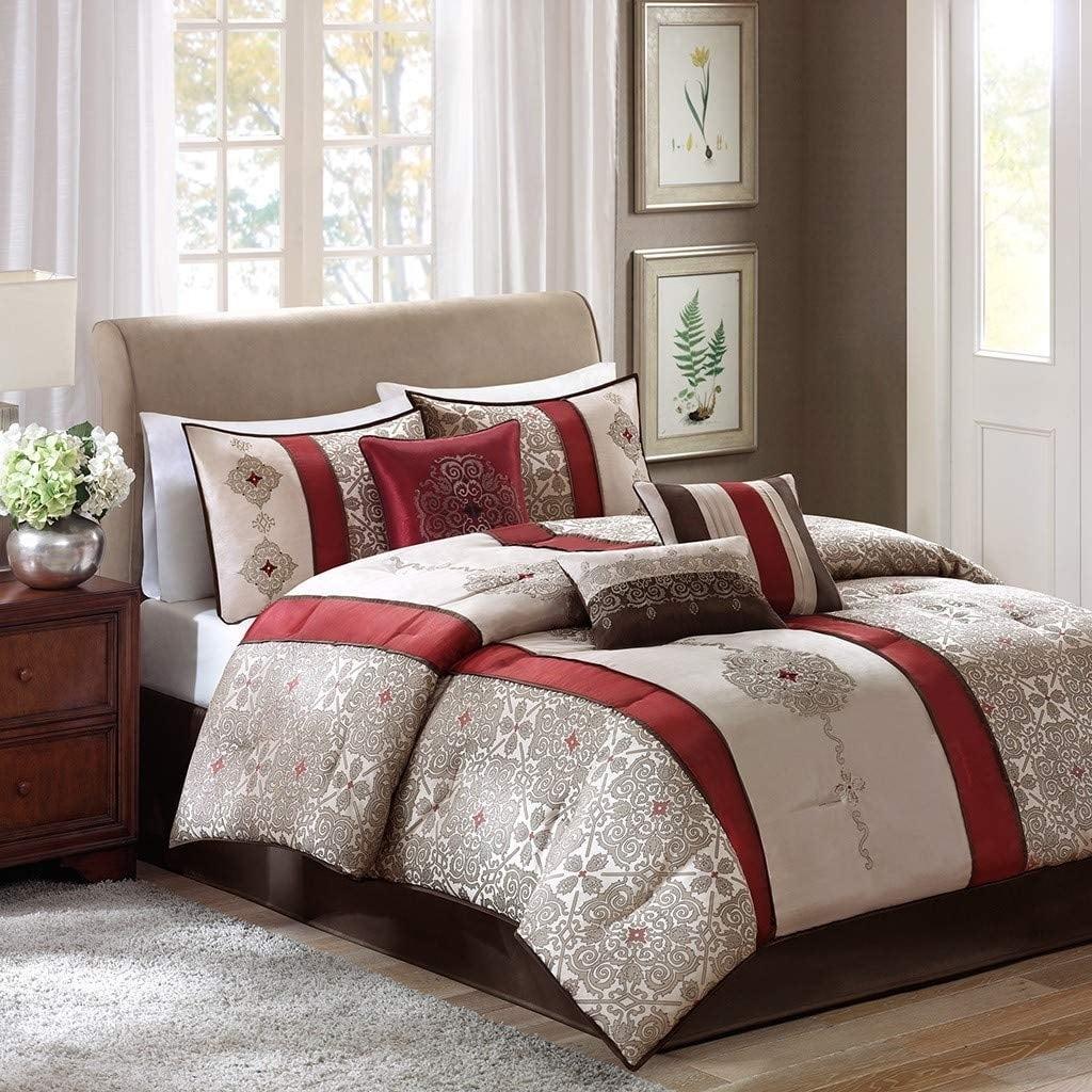 Madison Park Donovan 7 Piece Jacquard Comforter Set with Throw Pillows