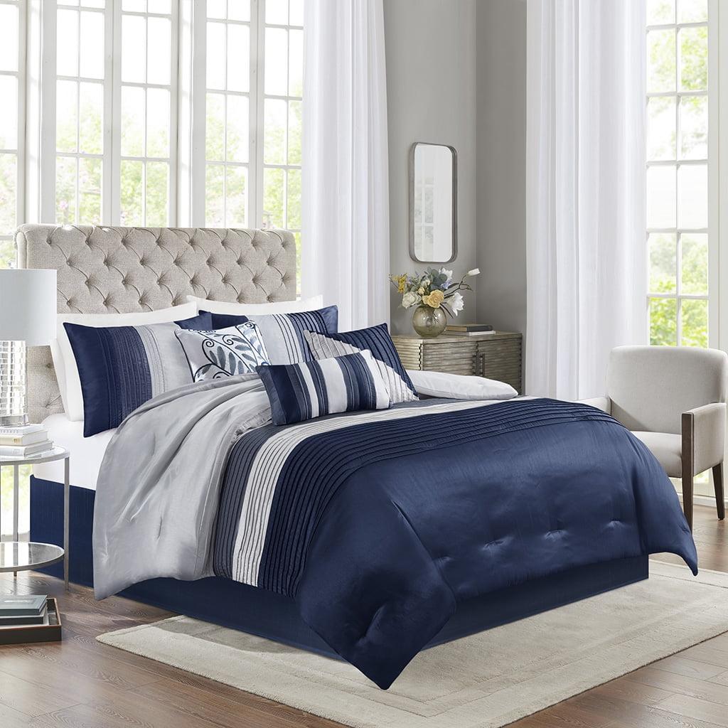 Amherst 7 Piece Striped and Pleated Comforter Set