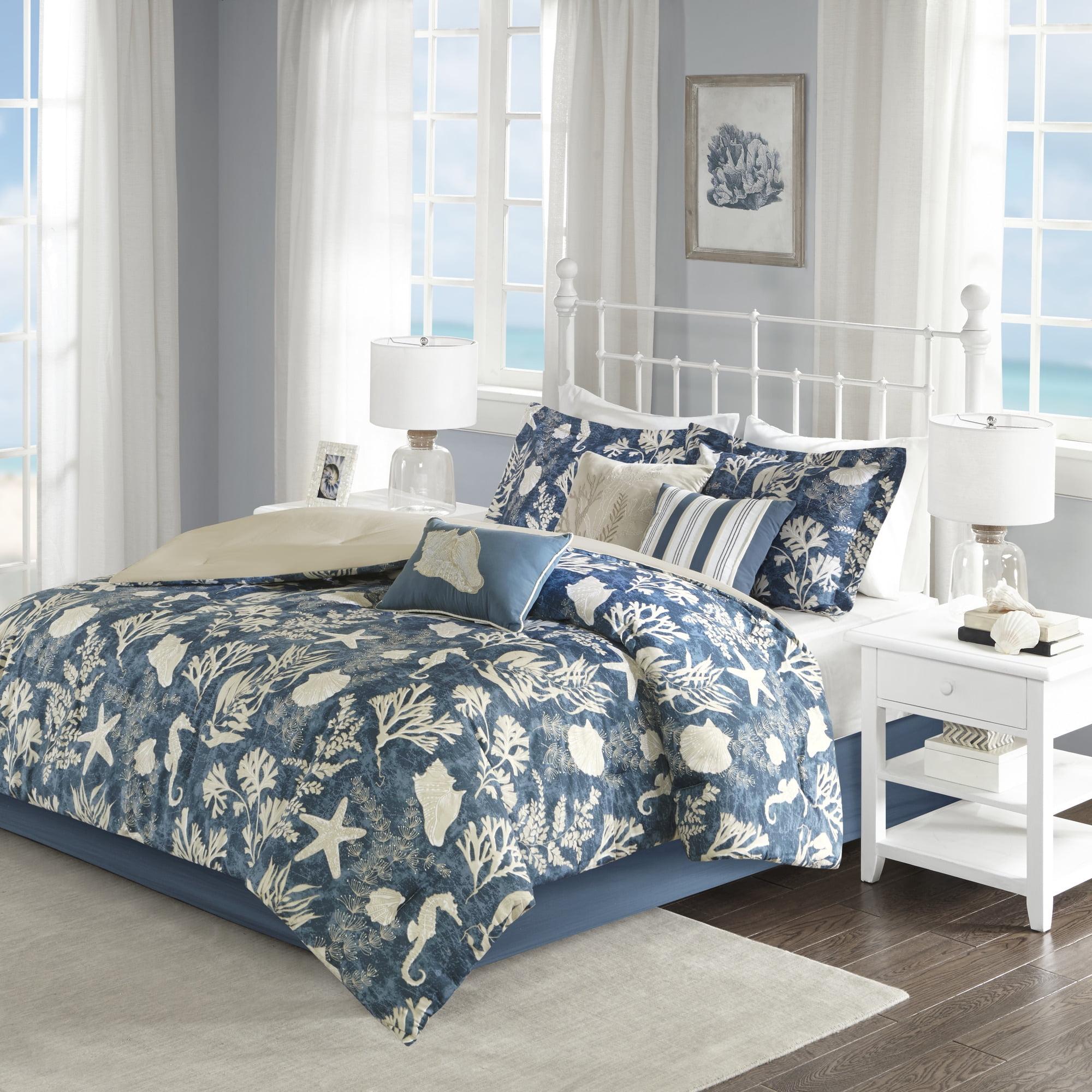 Cape Cod Coastal Charm Blue Cotton California King Comforter Set