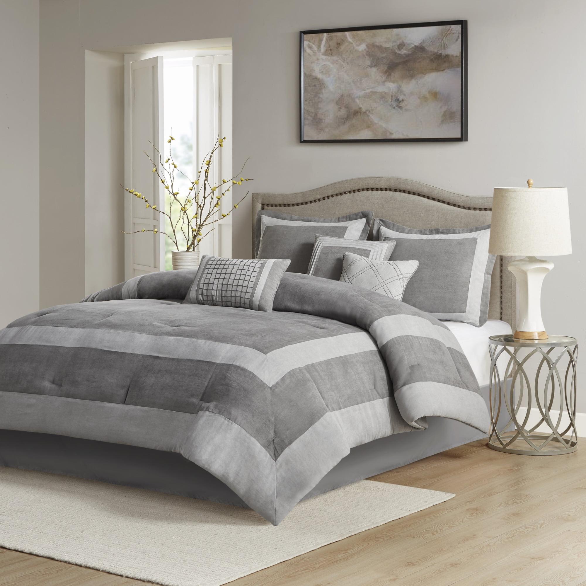 California King Gray Microfiber 7-Piece Comforter Set