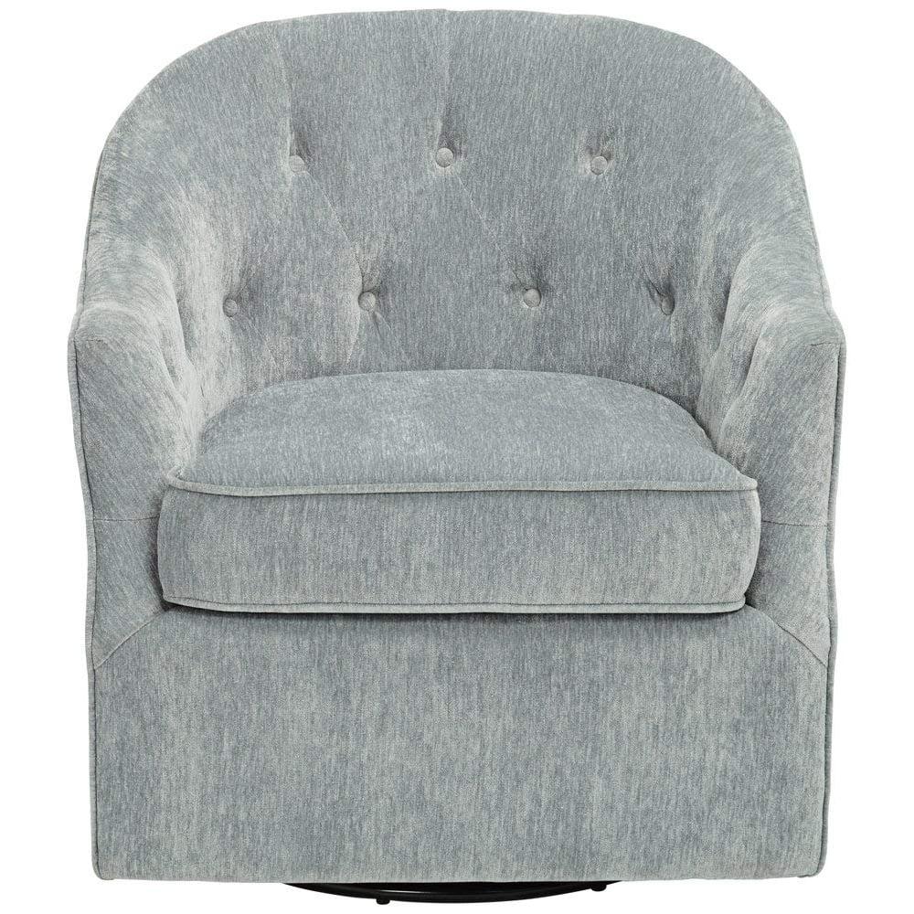 Light Blue Velvet Swivel Club Chair with Wood Frame