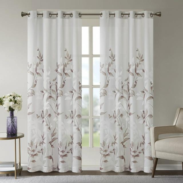 Madison Park Cecily Floral Printed Burnout Sheer Grommet Single Curtain Panel