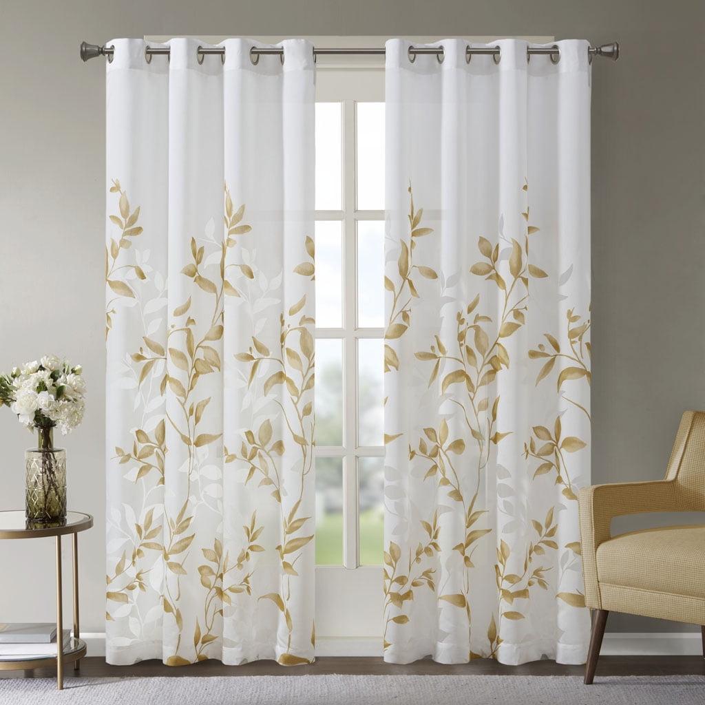 Cecily Floral Printed Burnout Sheer Grommet Single Curtain Panel