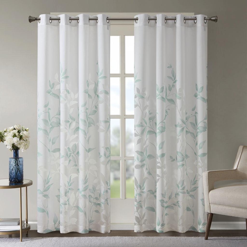 Madison Park Cecily Floral Printed Burnout Sheer Grommet Single Curtain Panel