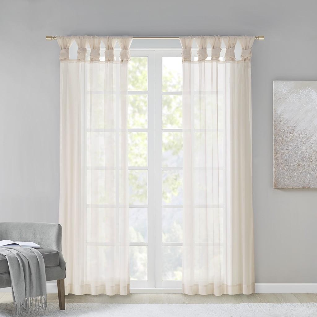 Madison Park Ceres 2-Piece Twisted Tab Voile Sheer Window Pair, Ivory, 50"x84"