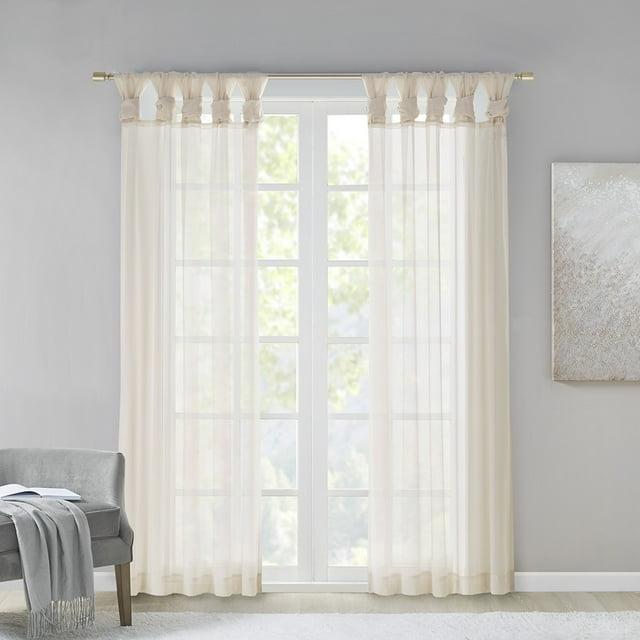 Madison Park Ceres Twisted Tab Voile Sheer Window Pair in Ivory 84" Panel