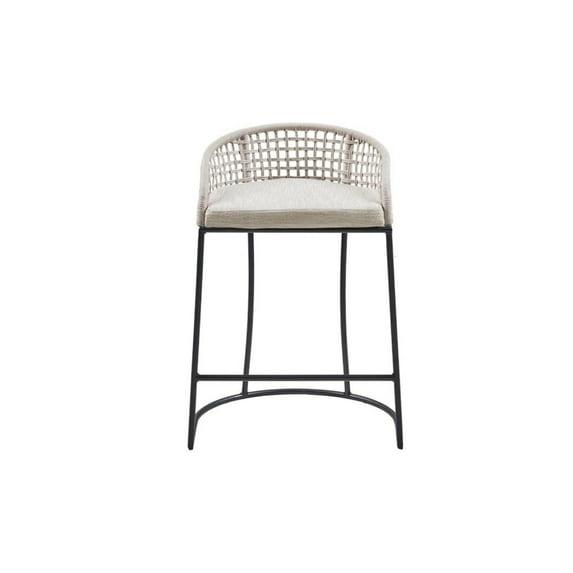 25" Rosita Woven Counter Height Barstool Natural - Madison Park: Chic Coastal, Metal Base