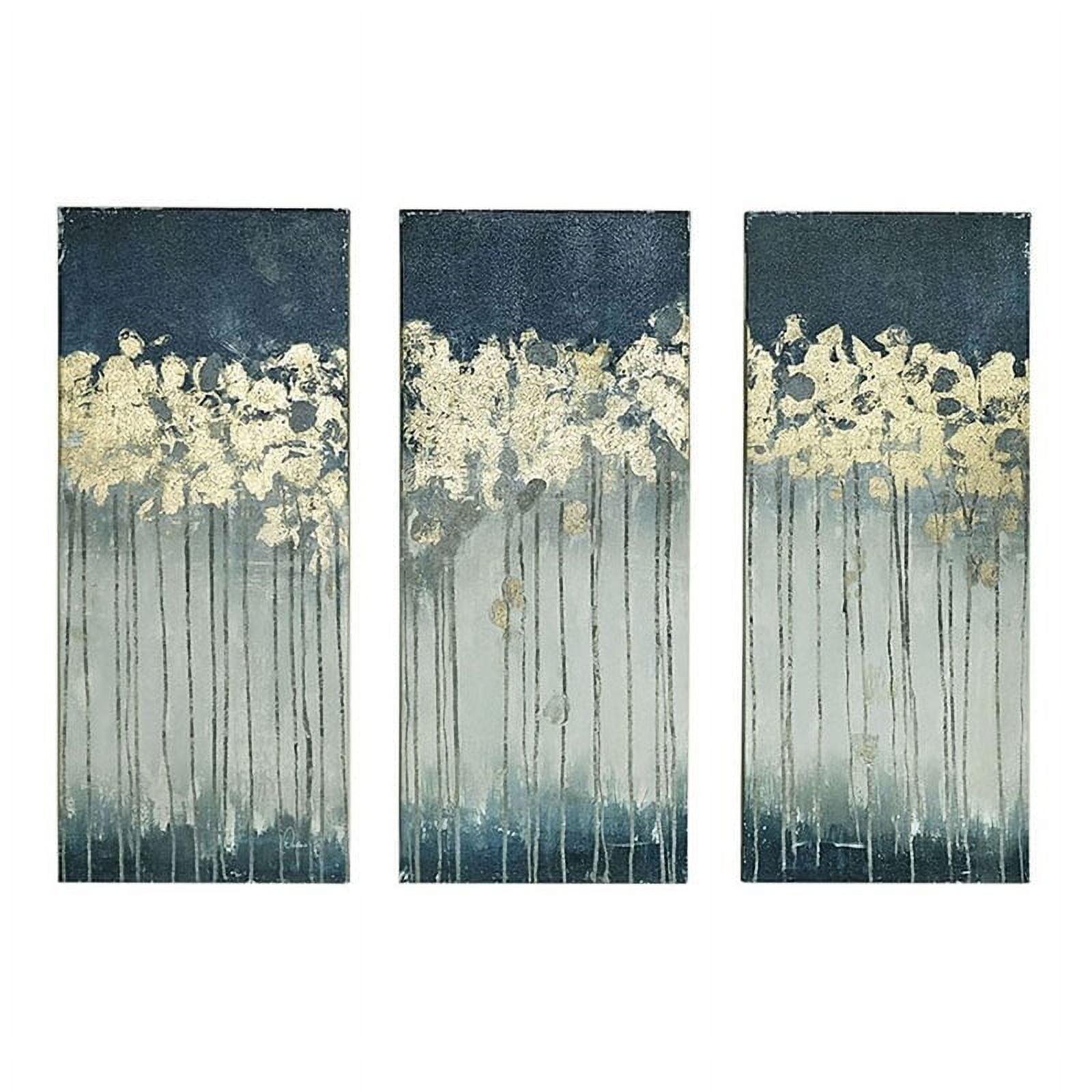 (Set of 3) 15" x 35" Forest Gel Coat Canvas with Gold Foil Embellishment