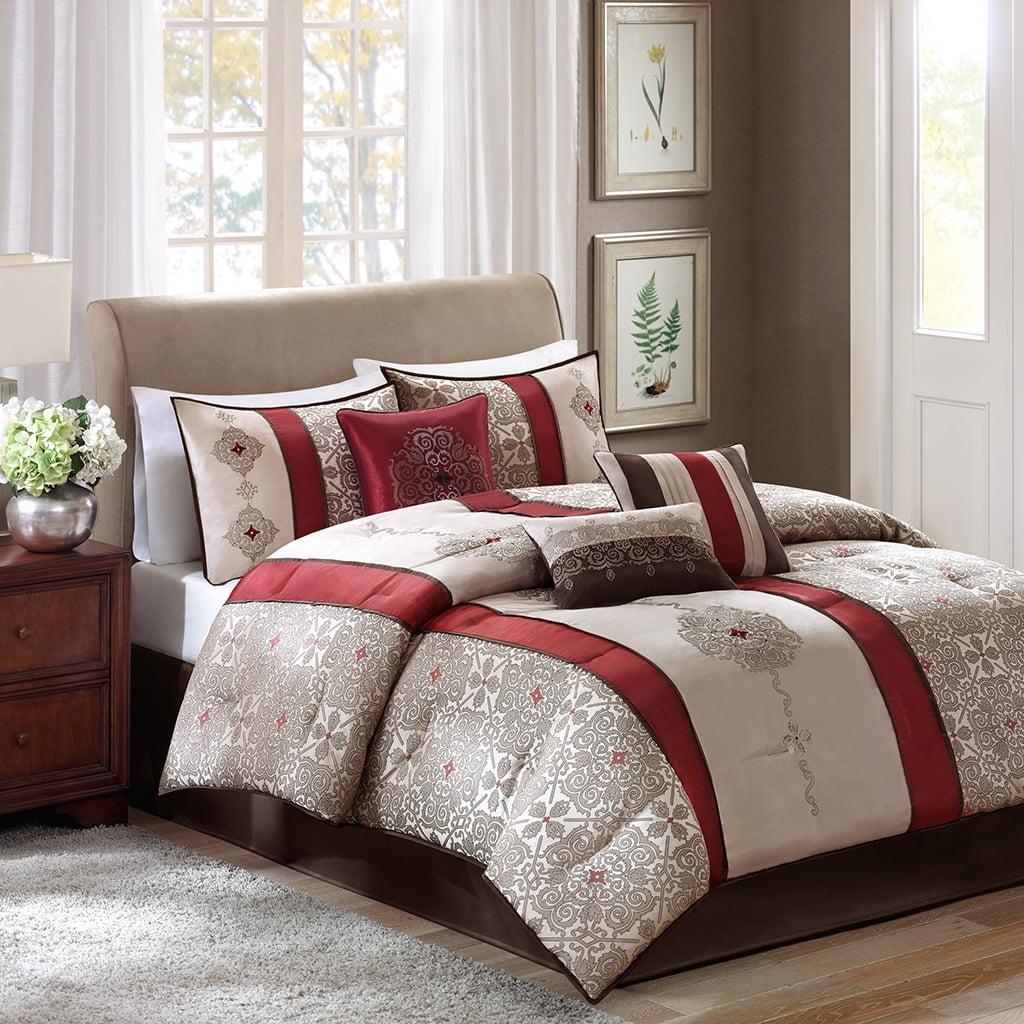 Madison Park Donovan 7 Piece Jacquard Comforter Set with Throw Pillows