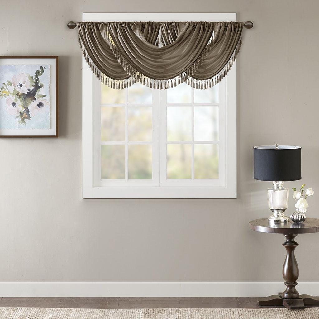 Madison Park Elena Faux Silk Waterfall Embellished 38'' W Window Valance