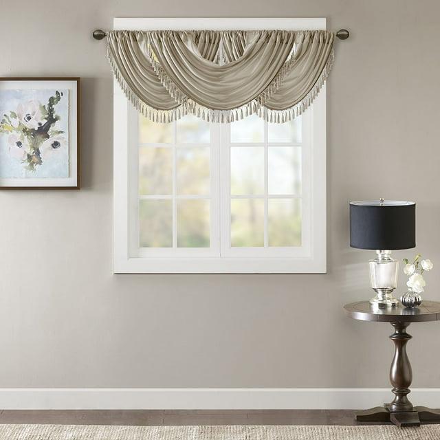 Madison Park Elena Faux Silk Waterfall Embellished 38'' W Window Valance