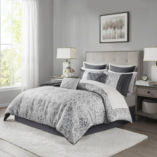 Madison Park Emilia 12 Piece Jacquard Comforter Set with Bed Sheets
