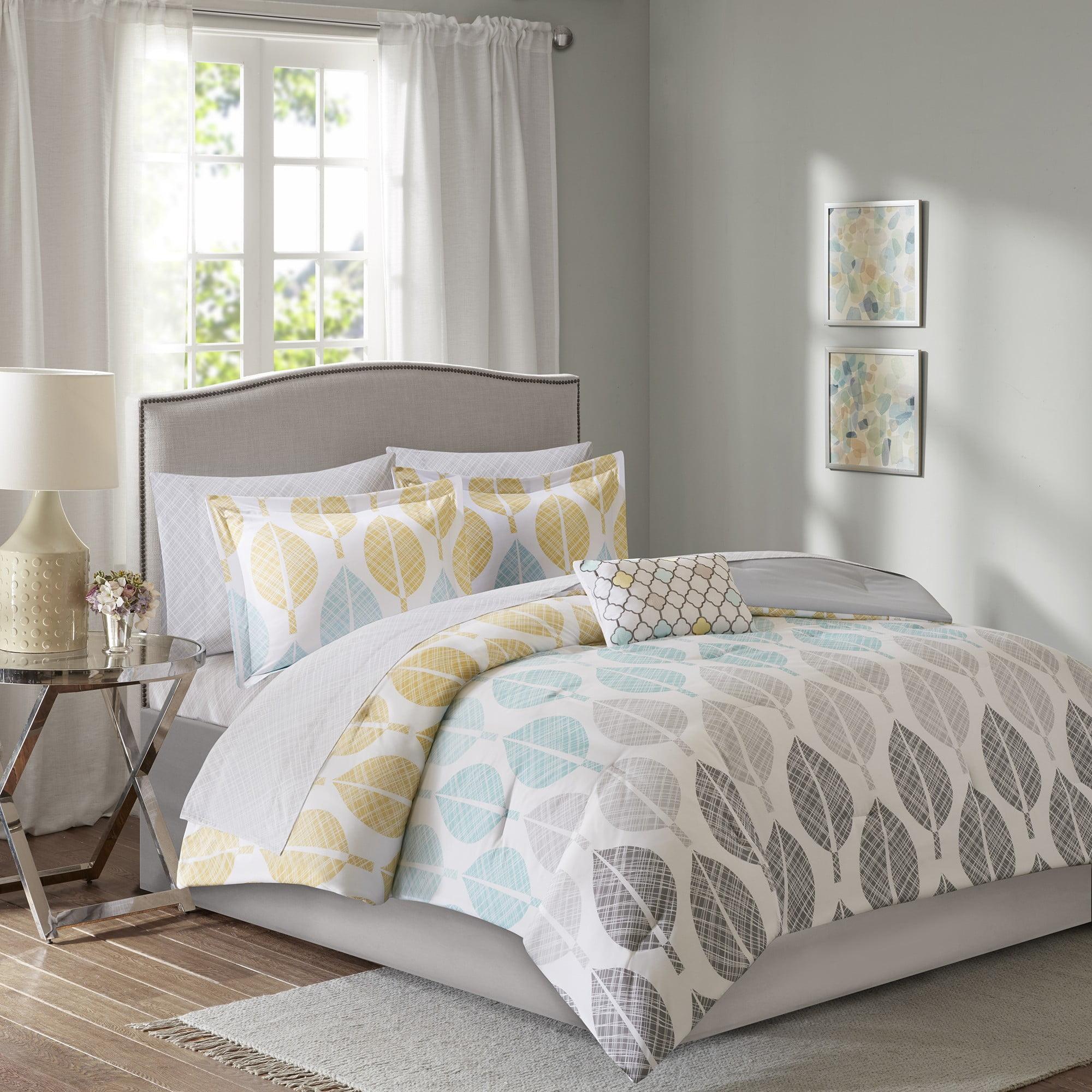 California King Gray Microfiber Floral Comforter Set