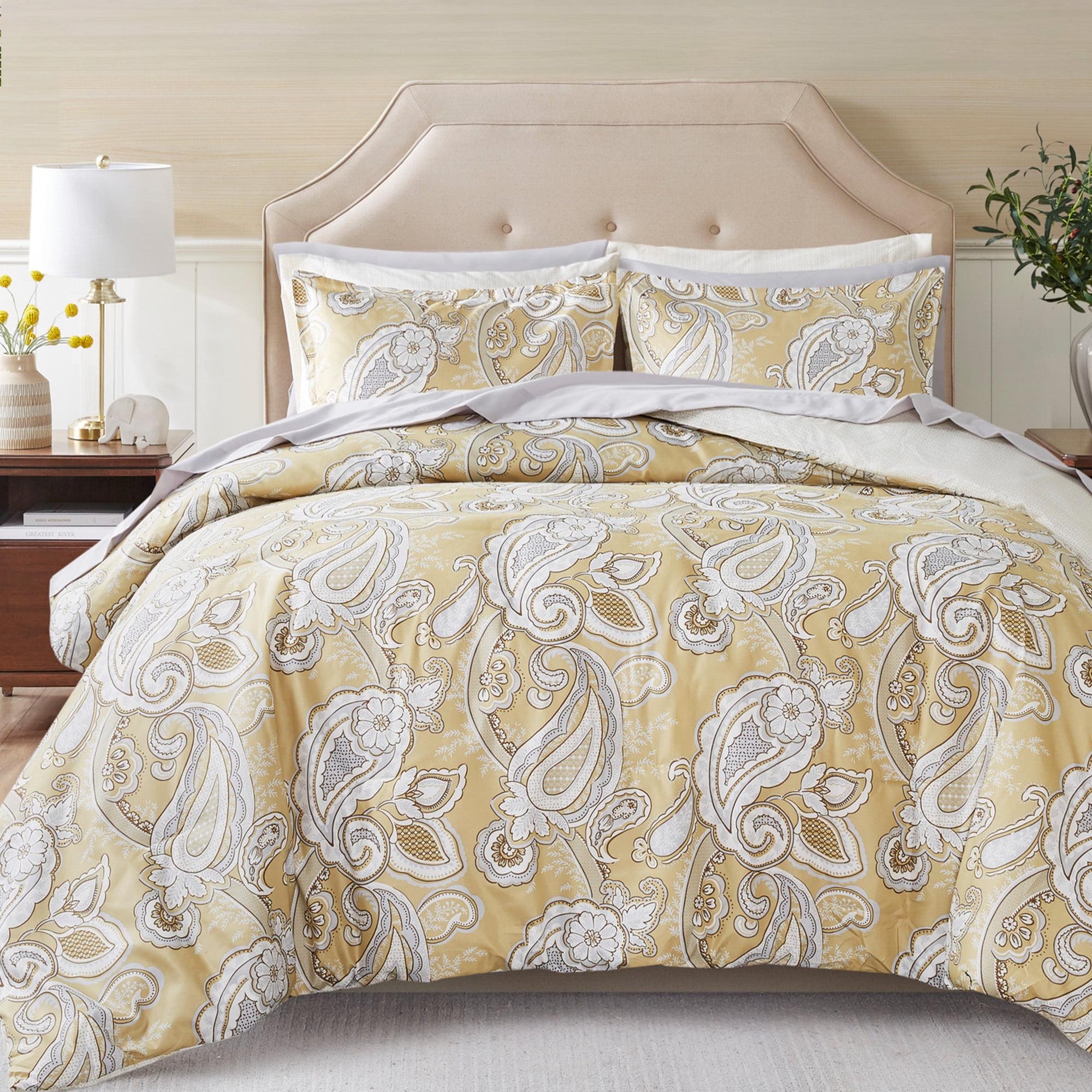 Queen Wheat Paisley Print Microfiber Bed in a Bag Set