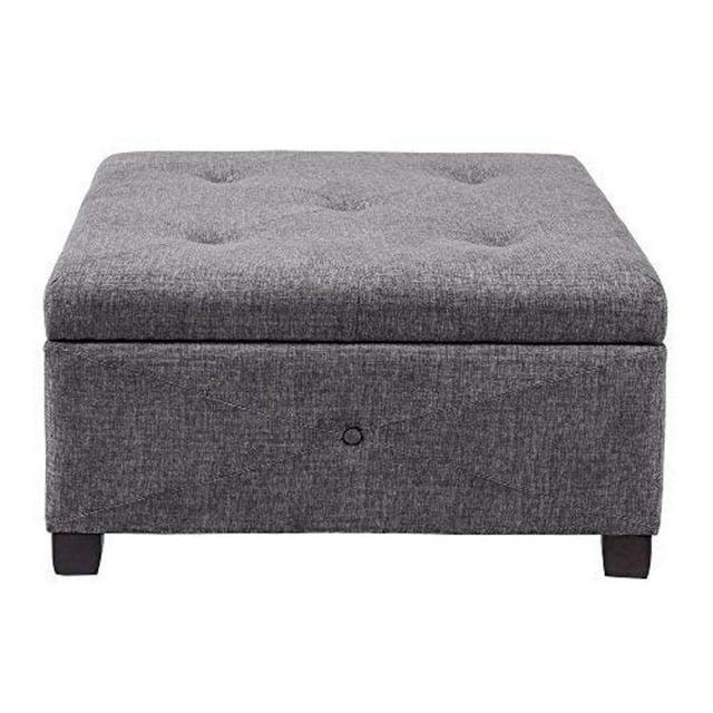 Della Button Tufted Square Storage Ottoman
