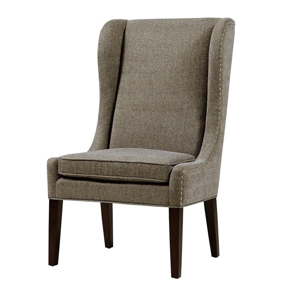 Charcoal High-Back Winged Wood Arm Chair