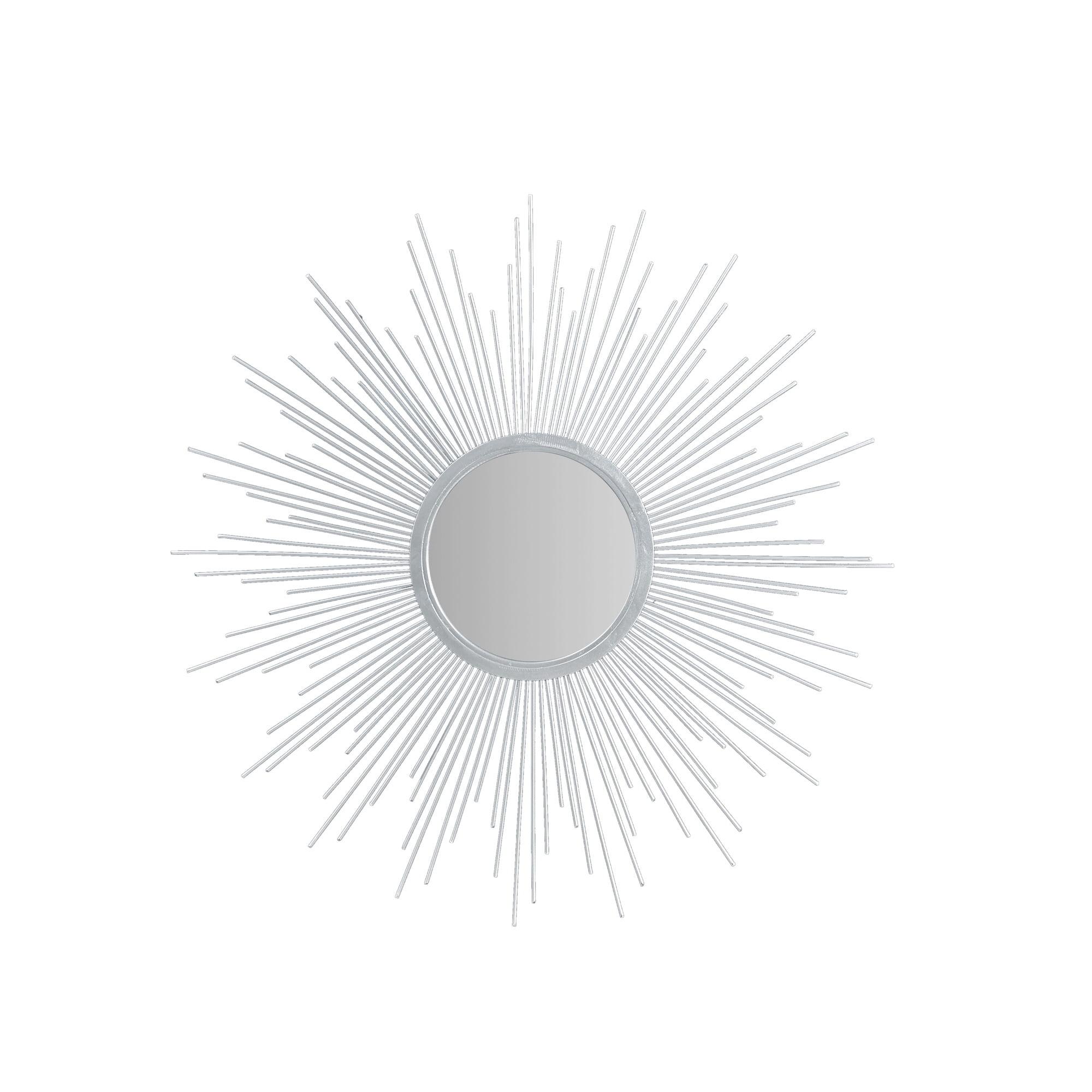 29.5" Round Dia Fiore Sunburst Decorative Wall Mirror Silver - Madison Park: Chic Luxe Metallic Flair