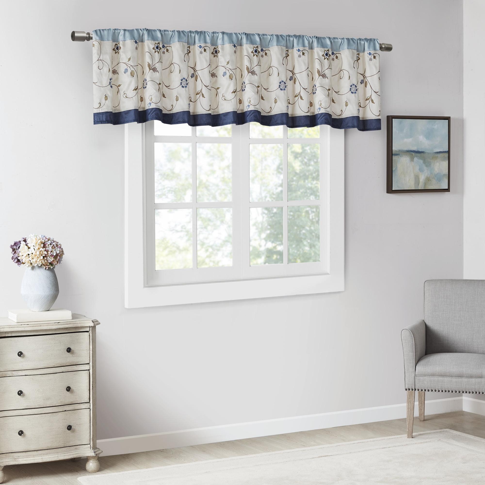 Madison Park Serene Floral Embroidered 50'' W Single Window Valance