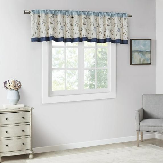 Madison Park Serene Floral Embroidered 50'' W Single Window Valance