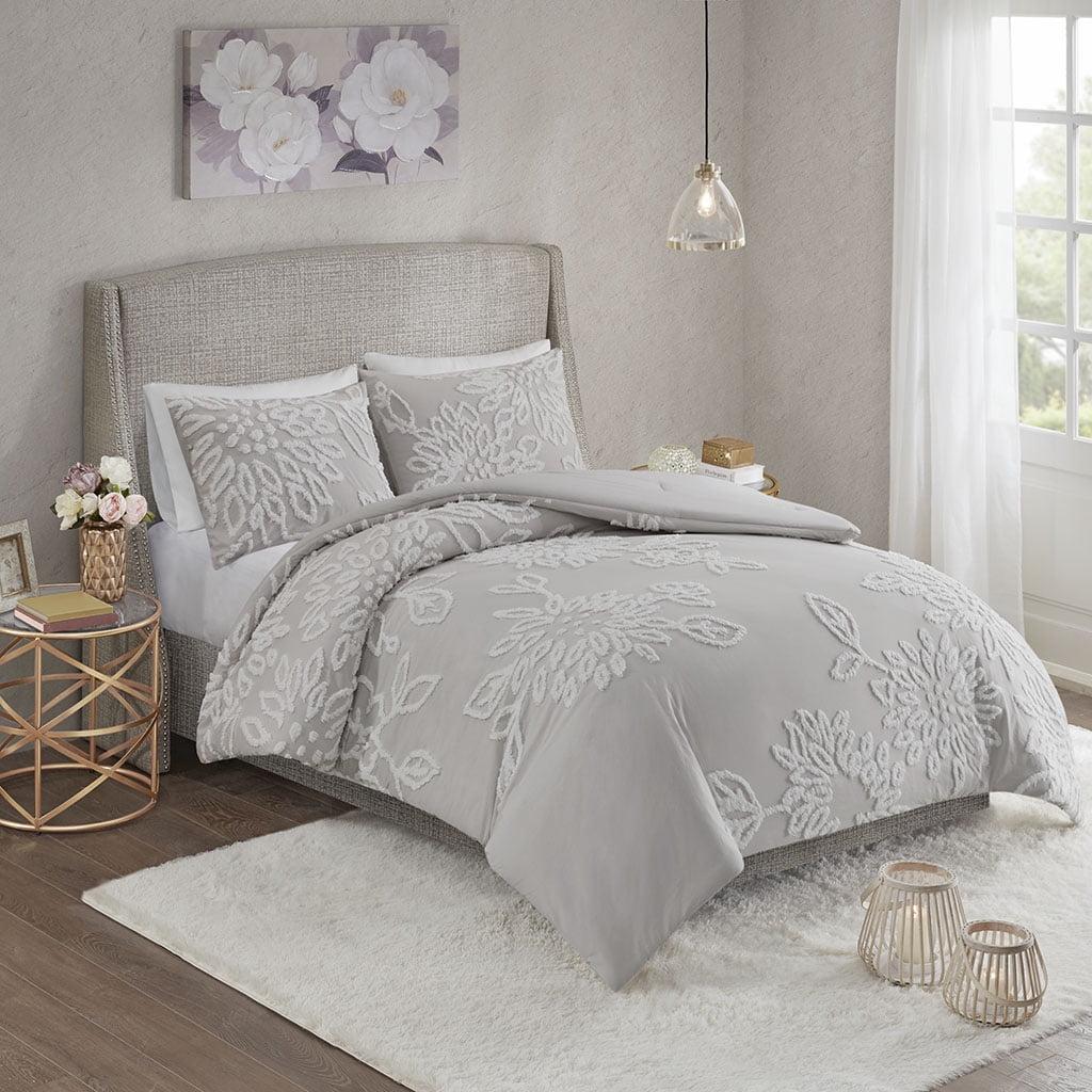 Full White Cotton Tufted Chenille Comforter Set