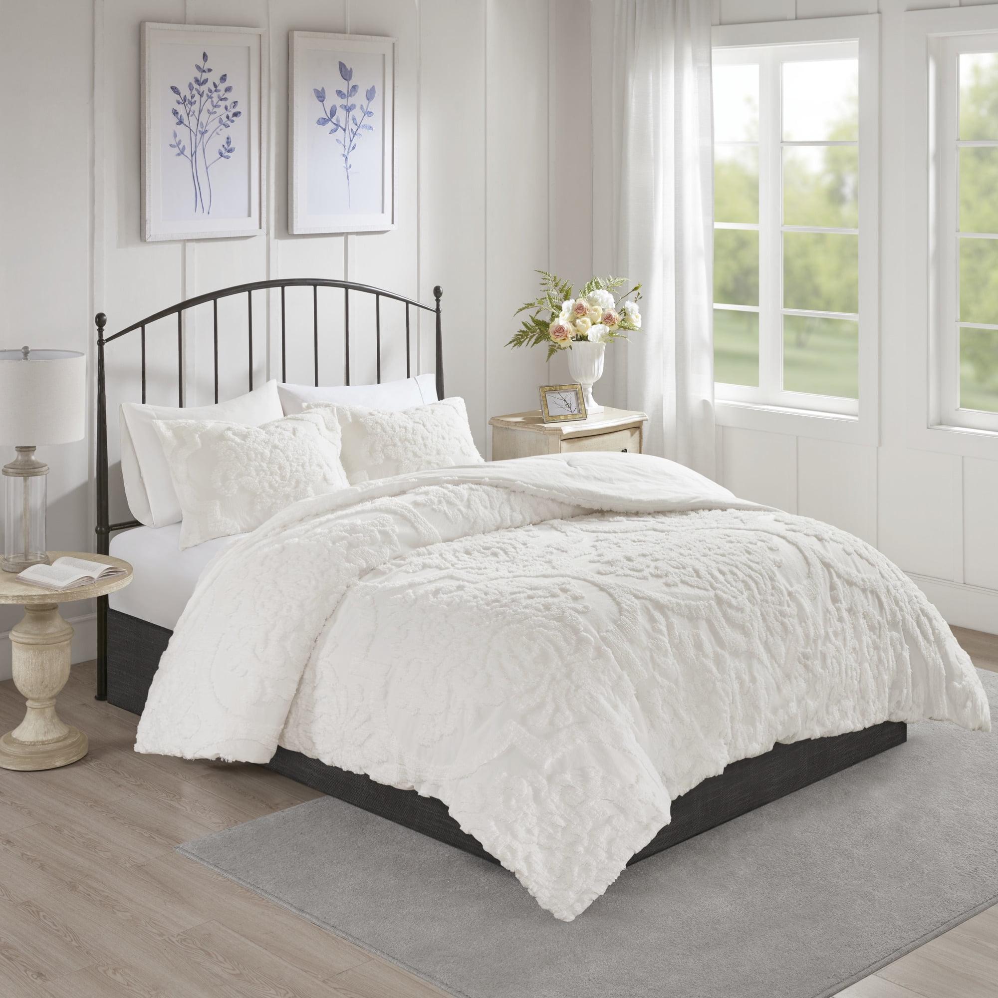 Madison Park Viola Tufted Cotton Chenille Damask 3 Piece Comforter Set