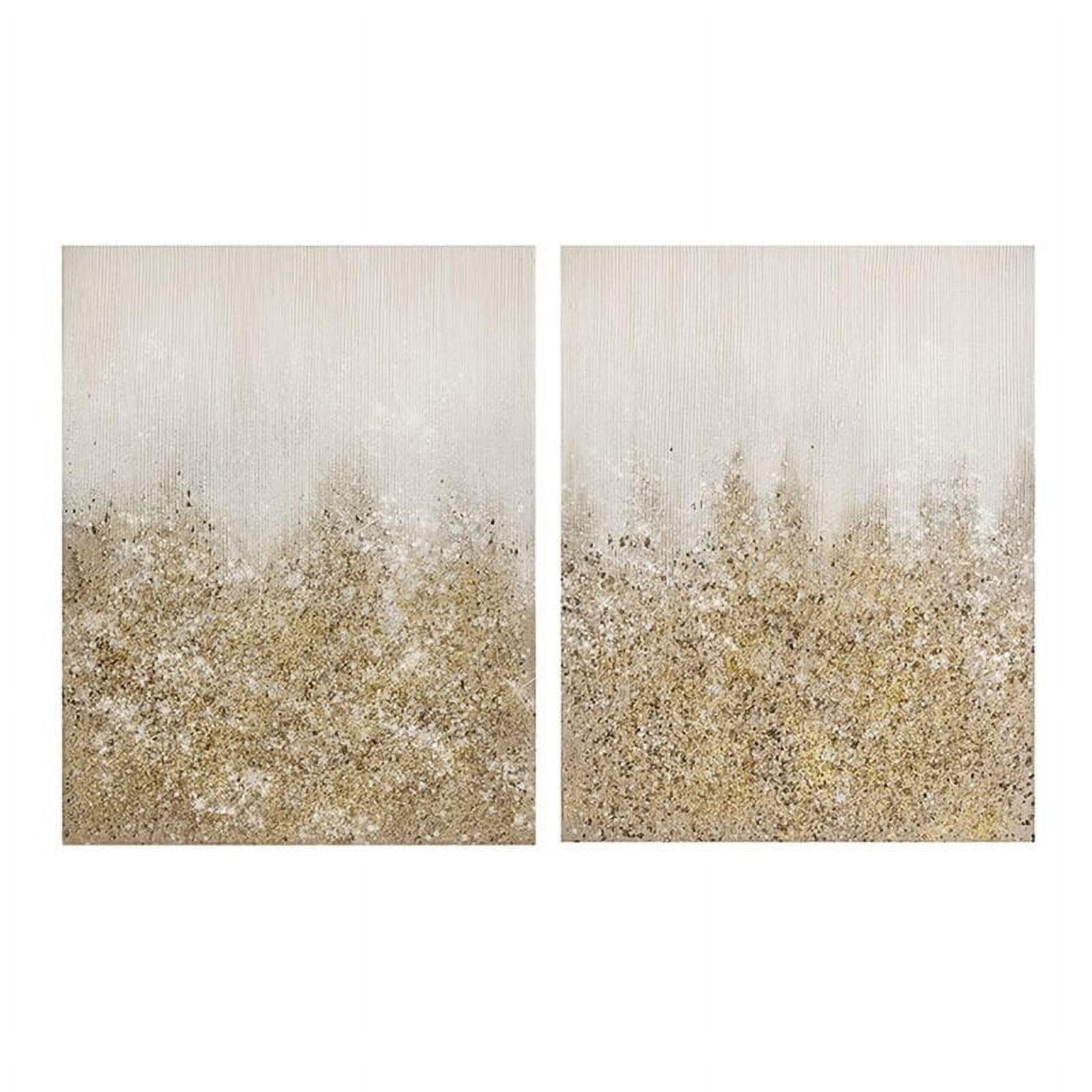 Madison Park Set of 2 22" x 28" Glimmer Hand Brush Embellished Canvas Gold: Modern Abstract Wall Art for Living Room