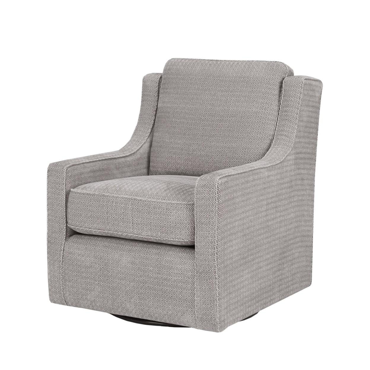 Gray Geometric Pattern Swivel Accent Chair with Wood Frame