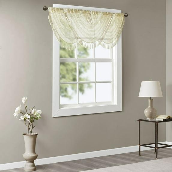 Madison Park Irina Diamond Sheer Embroidered Single Waterfall Valance