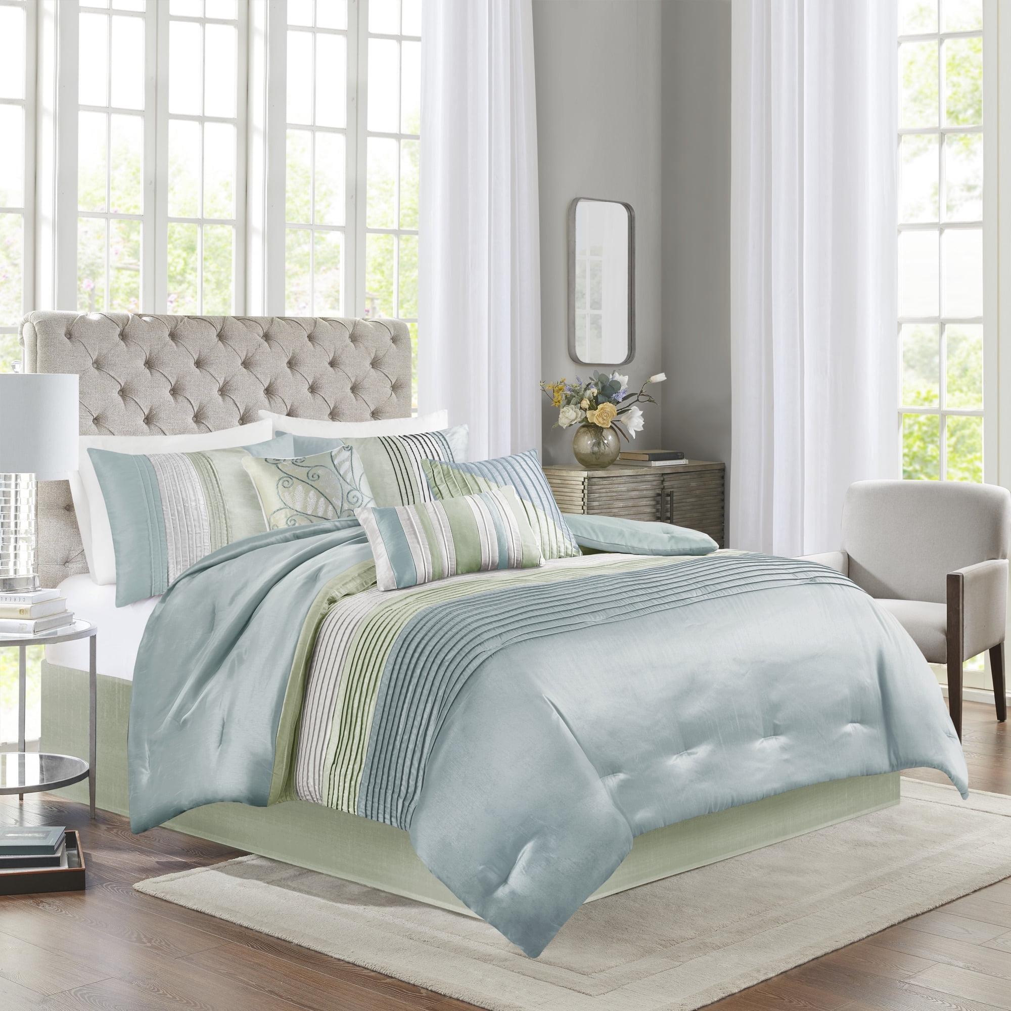 Amherst 7 Piece Striped and Pleated Comforter Set