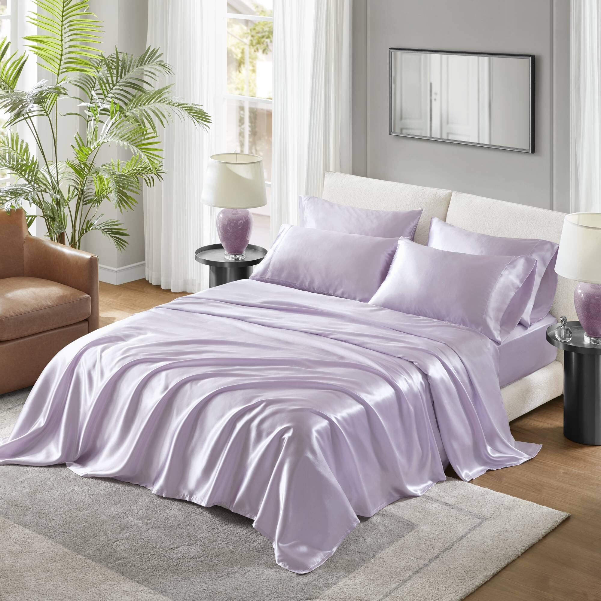 Madison Park King 2pc Satin Luxury Pillowcases Lilac