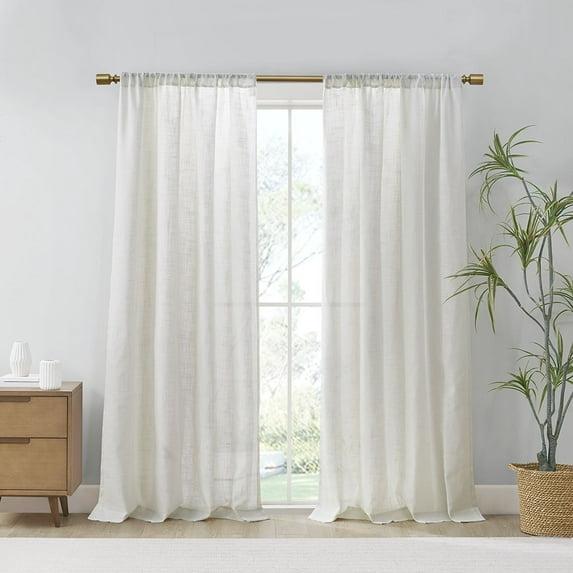 Madison Park Kyler White Linen Blend Light Filtering Curtain Panel Pair 52x84" (Set of 2)