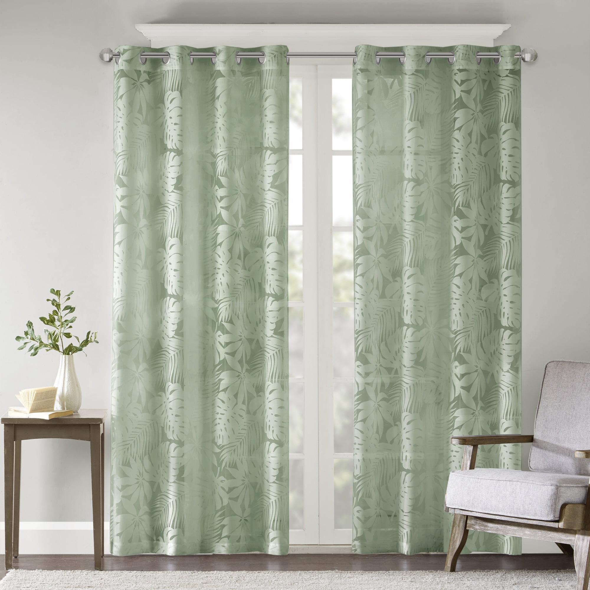 Madison Park Leilani Palm Leaf Burnout Window Sheer